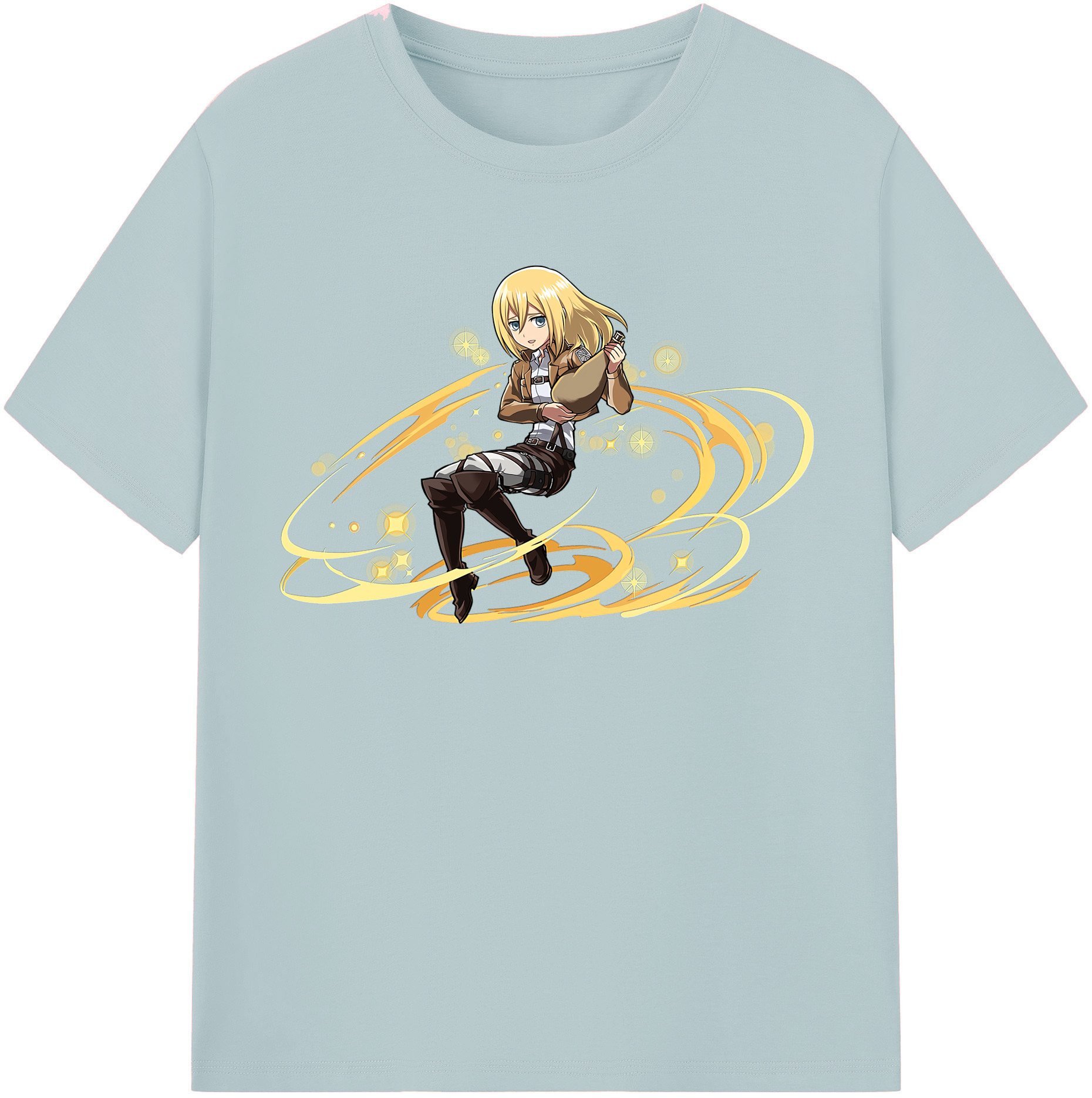 （画像用） 進撃の巨人 クリスタ·レンズ Attack on Titan Christa Lenz 綿100％半袖Tシャツ（フロントプリント）